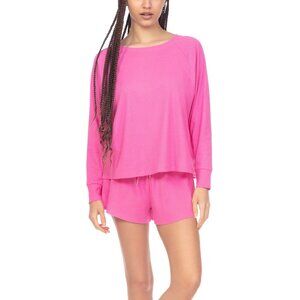 HONEYDEW Cozy Waffle Fabric Lounge Set for Stylish & Comfortable in Pink Medium